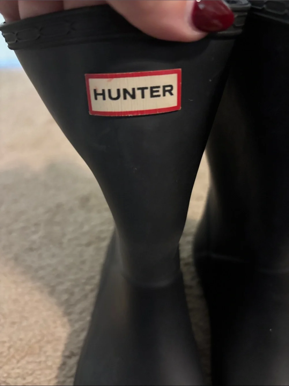 Hunter Kids Black Tall Rain Boots with Logo